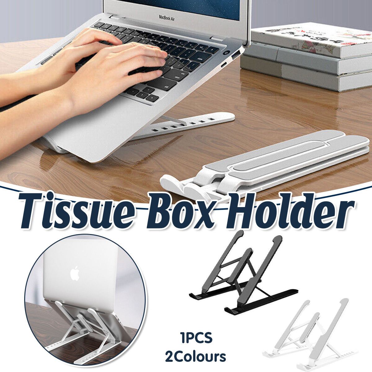 Folding Laptop and Tablet Stand Adjustable Portable ABS Riser