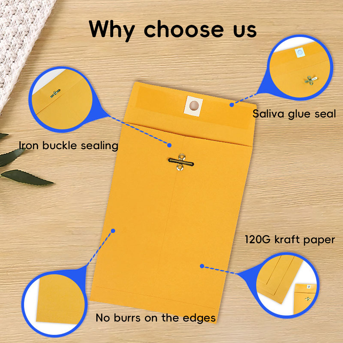 Yellow Kraft Paper Envelope Bag for Documents