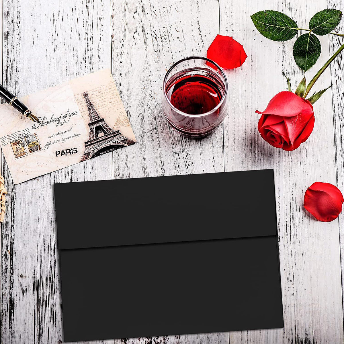 50 Pcs Black Pearlescent Envelopes Peel and Seal