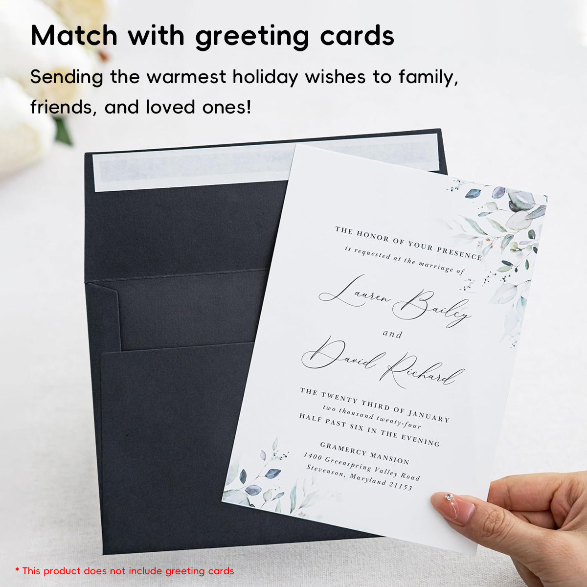 50 Pcs Black Pearlescent Envelopes Peel and Seal