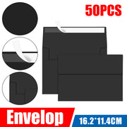50 Pcs Black Pearlescent Envelopes Peel and Seal
