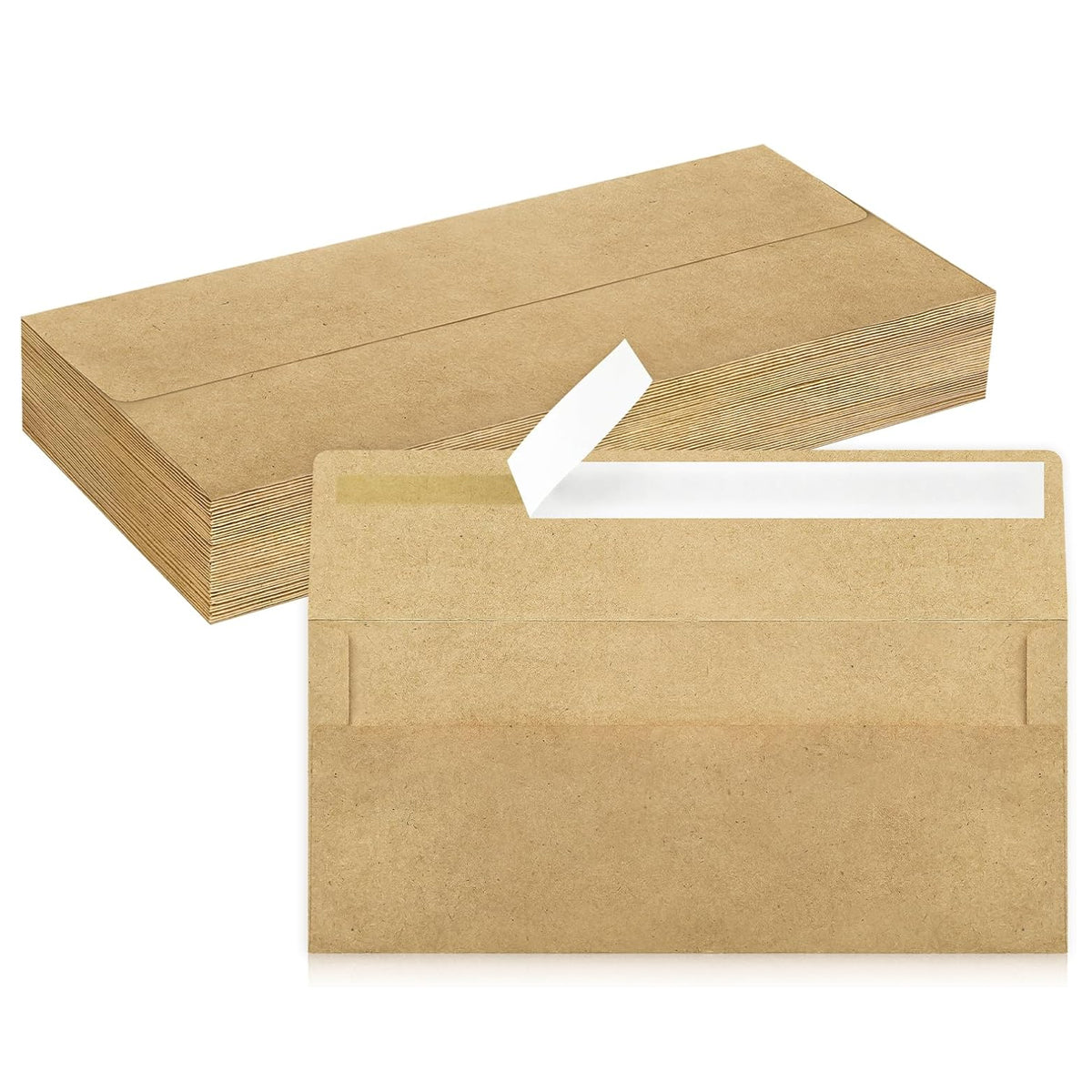 100 Pcs Kraft Self-Adhesive Envelopes for Office