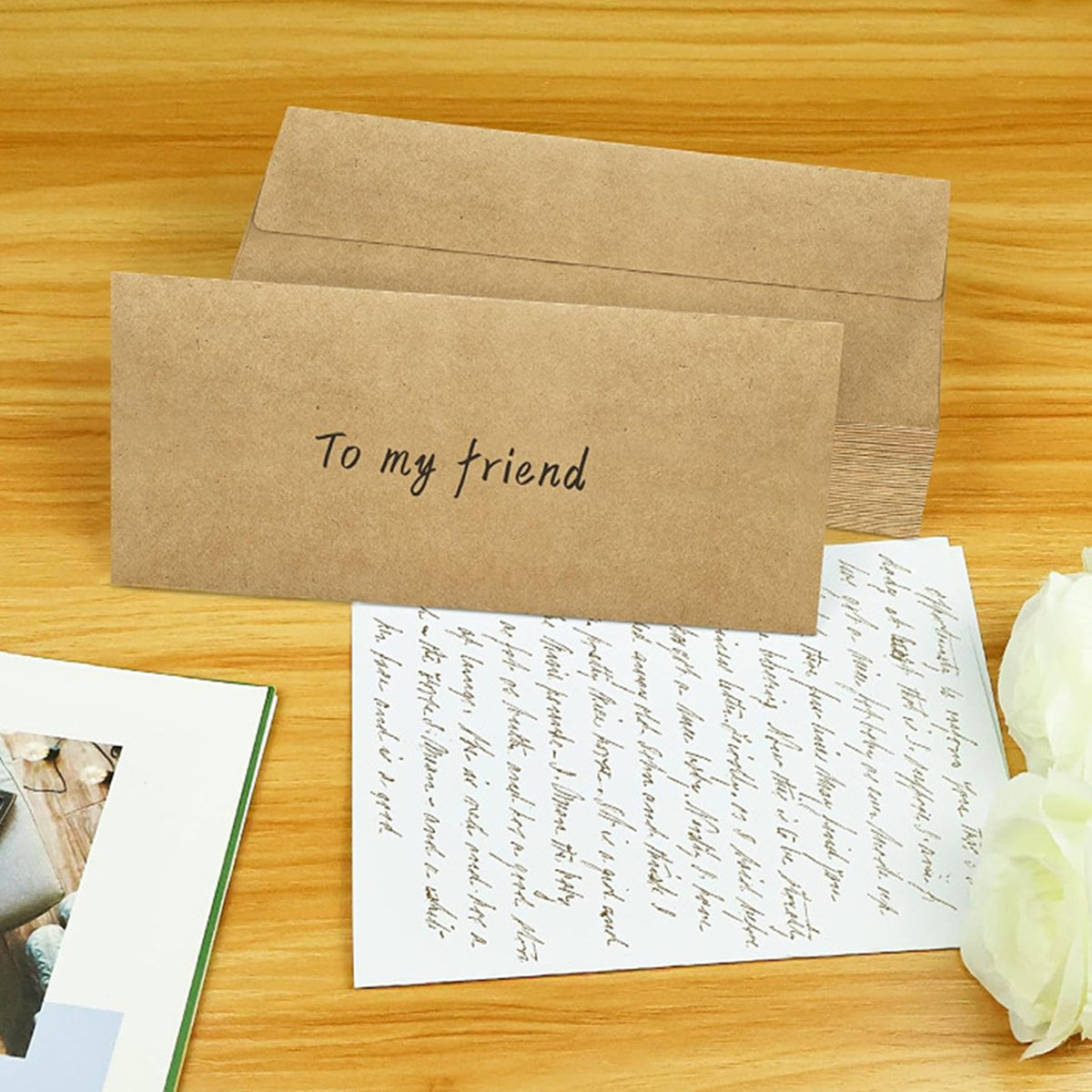 100 Pcs Kraft Self-Adhesive Envelopes for Office