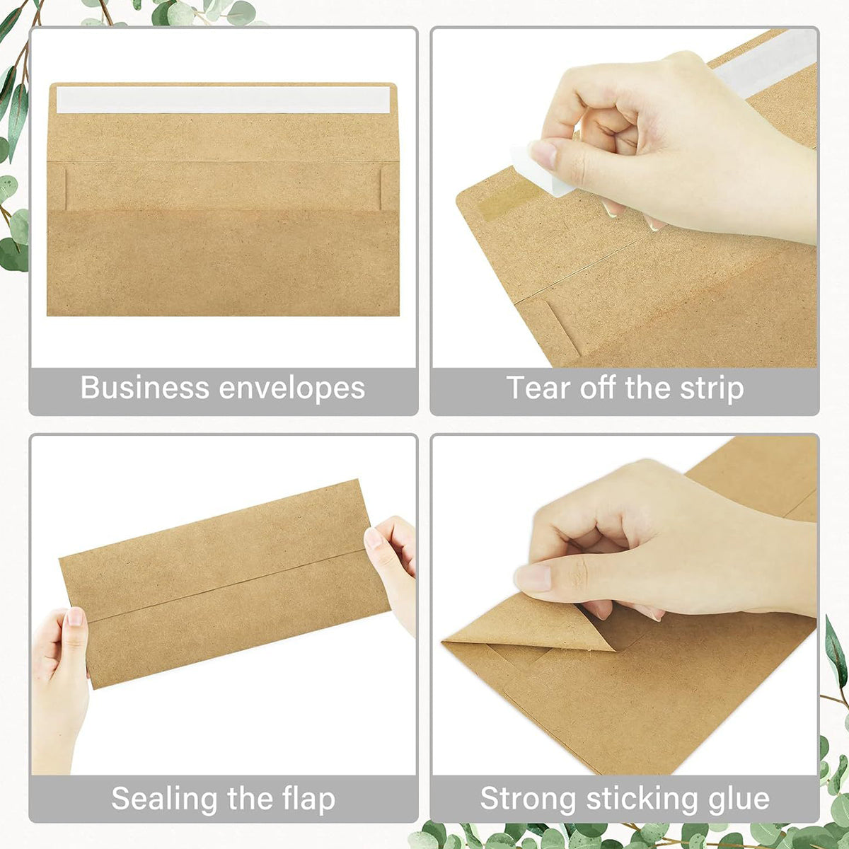 100 Pcs Kraft Self-Adhesive Envelopes for Office