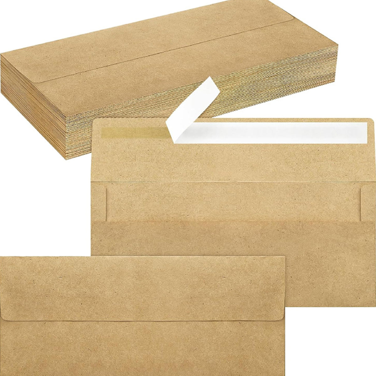 100 Pcs Kraft Self-Adhesive Envelopes for Office