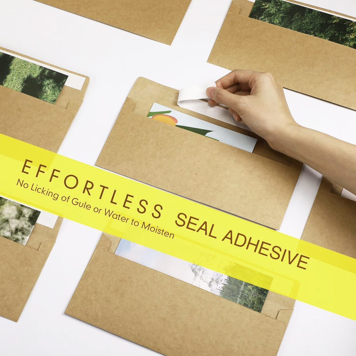 100 Pcs Kraft Self-Adhesive Envelopes for Office