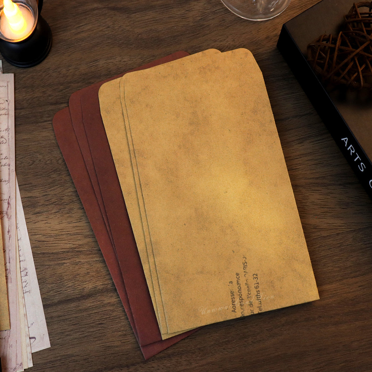 50 Pcs Vintage Kraft Paper Envelopes Self-Adhesive