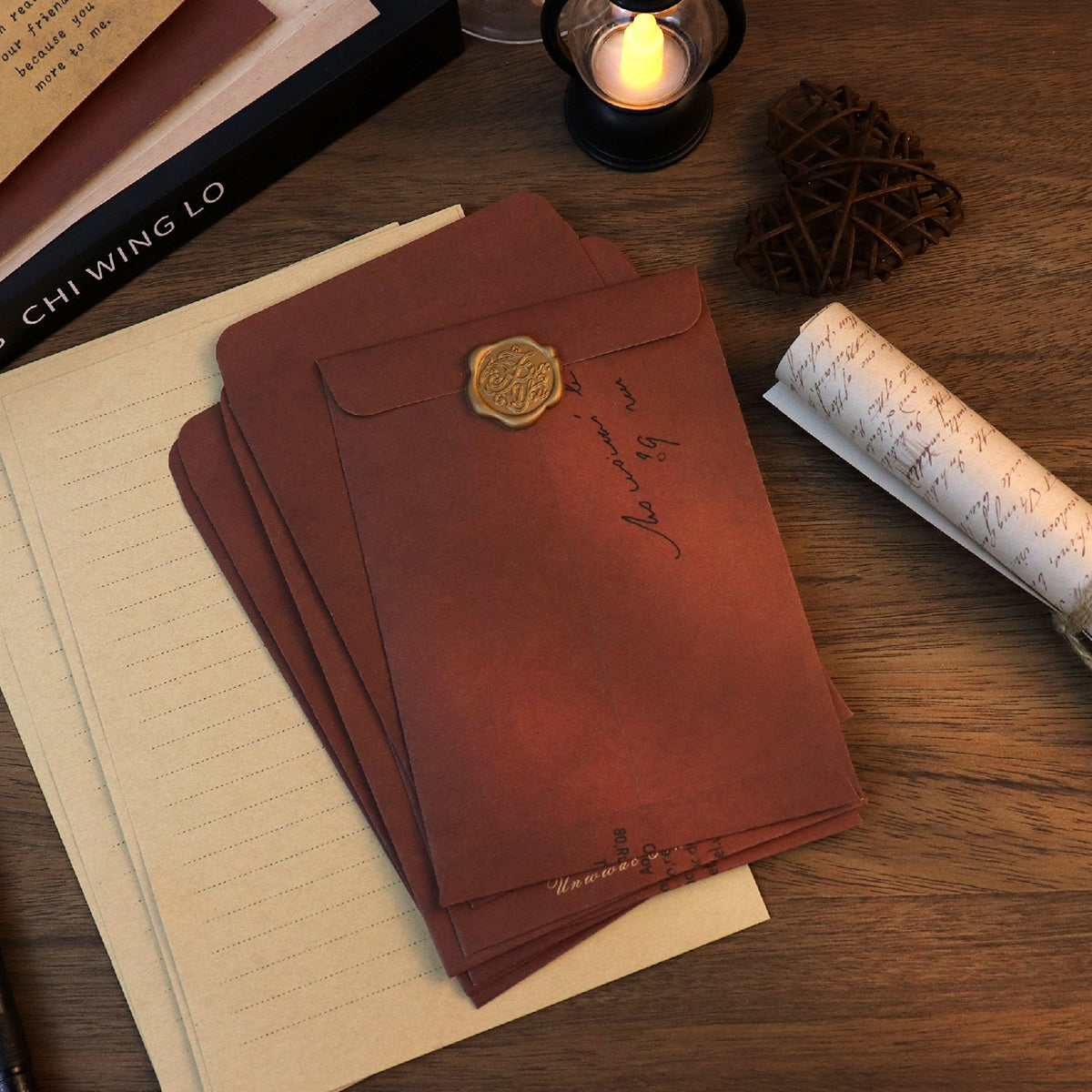 50 Pcs Vintage Kraft Paper Envelopes Self-Adhesive
