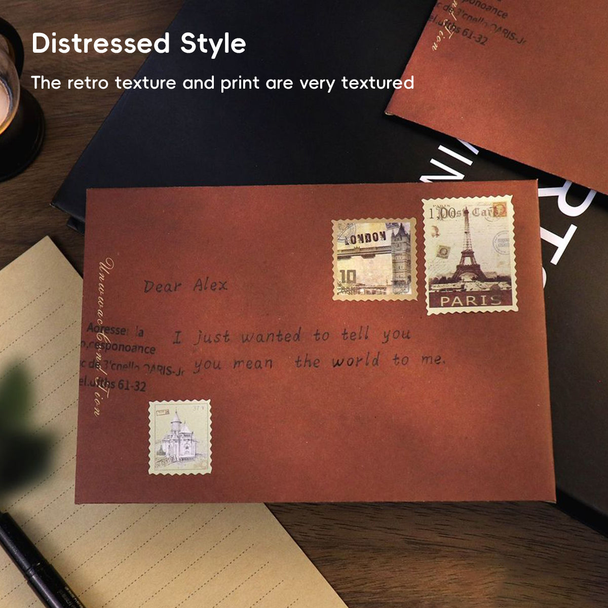 50 Pcs Vintage Kraft Paper Envelopes Self-Adhesive