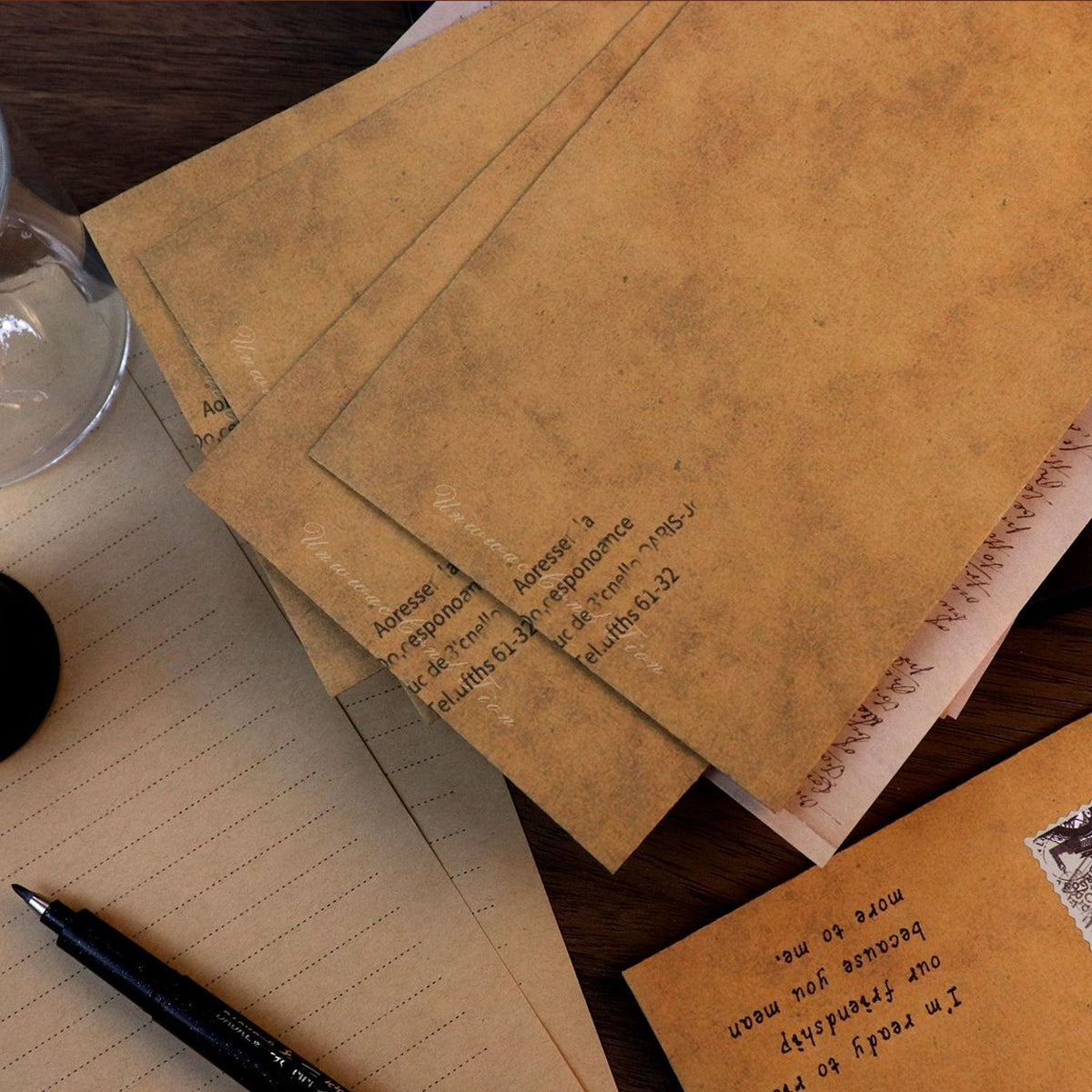 50 Pcs Vintage Kraft Paper Envelopes Self-Adhesive