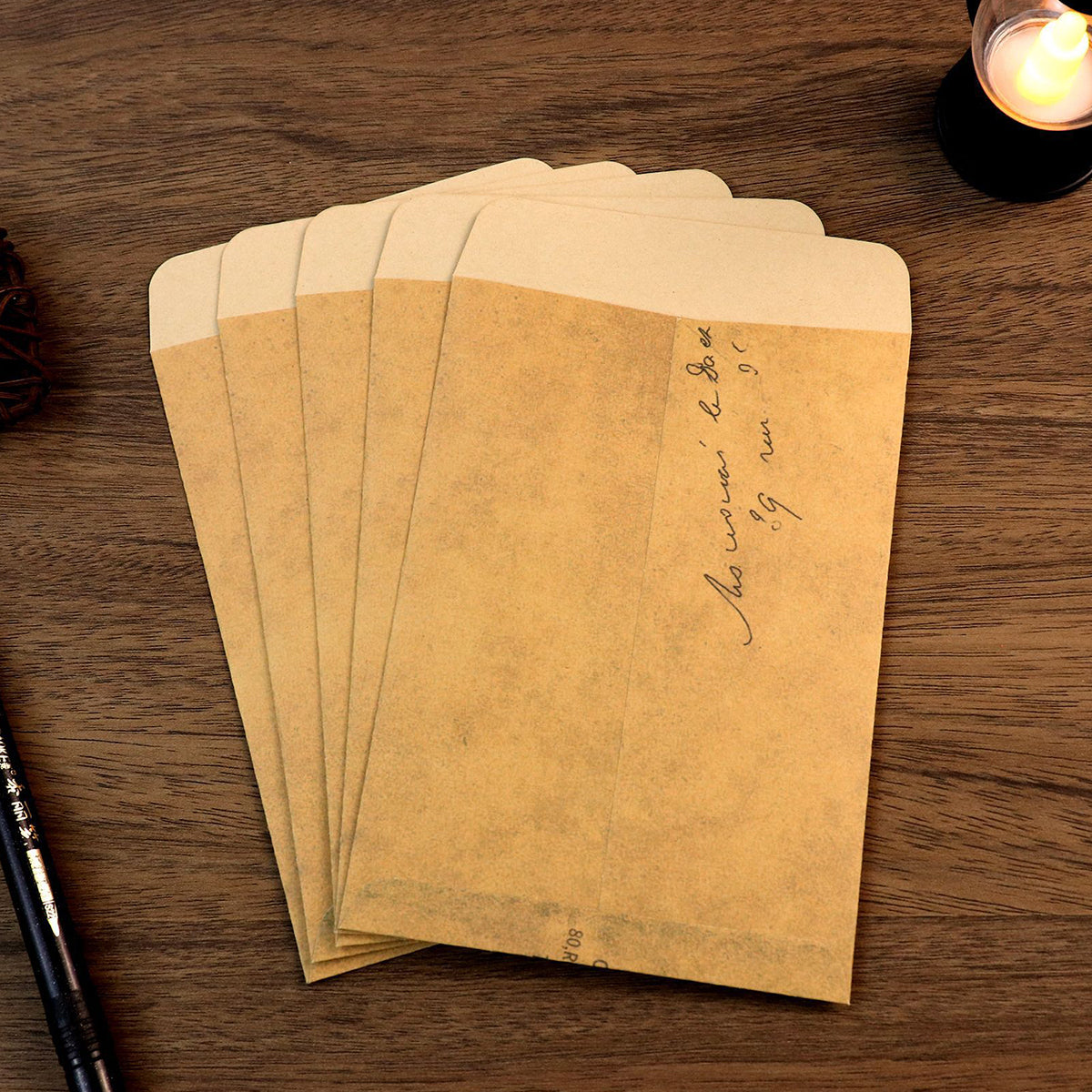 50 Pcs Vintage Kraft Paper Envelopes Self-Adhesive
