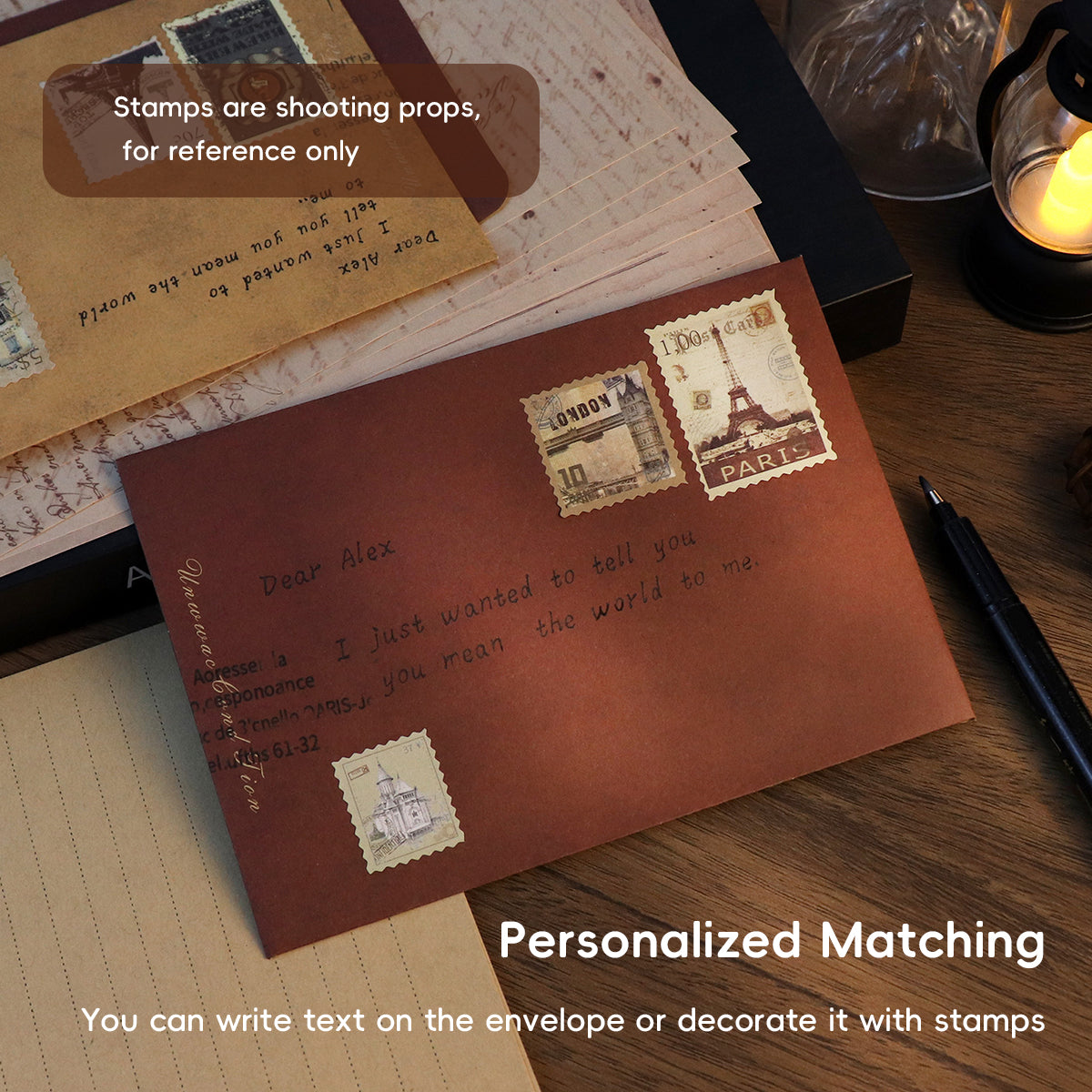 50 Pcs Vintage Kraft Paper Envelopes Self-Adhesive