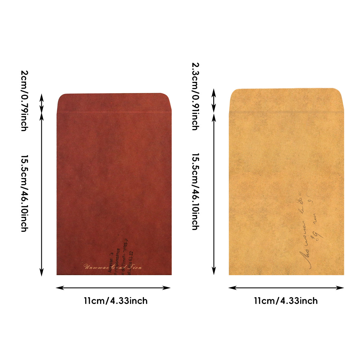 50 Pcs Vintage Kraft Paper Envelopes Self-Adhesive