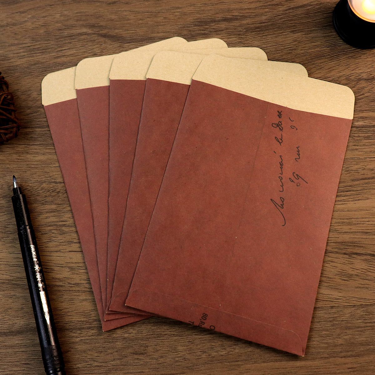 50 Pcs Vintage Kraft Paper Envelopes Self-Adhesive