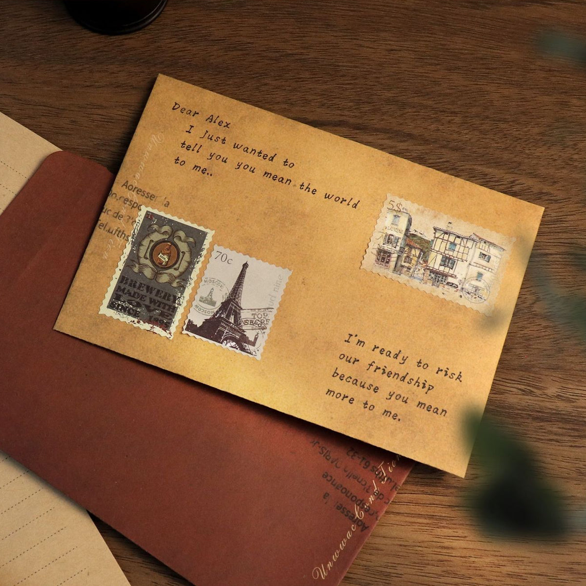 50 Pcs Vintage Kraft Paper Envelopes Self-Adhesive