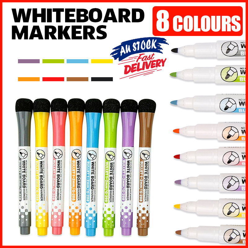 8 Pcs Whiteboard Markers Non-toxic Erasable Magnetic Painting Pen Set