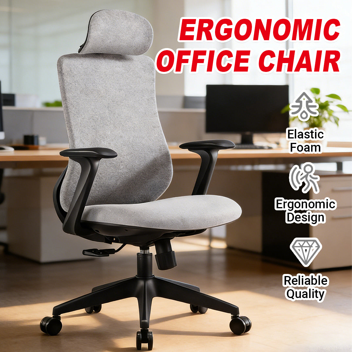 Ergonomic Office Chair with S-Shaped Backrest