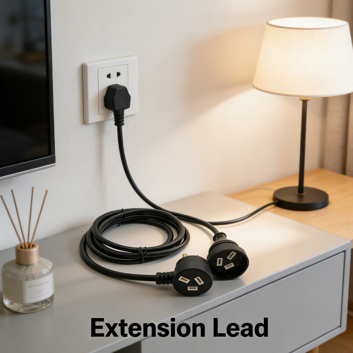1M Piggyback Extension Cord 240V Power Lead 3-Pin