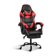 Black Red Gaming Chair with Retractable Footrest
