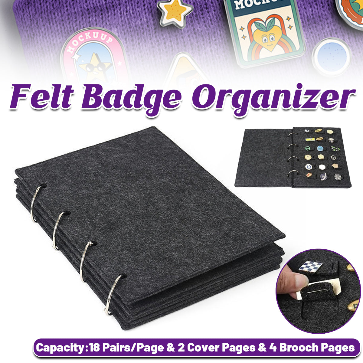 Felt Storage Book Loose-Leaf Folder for Badge Brooches