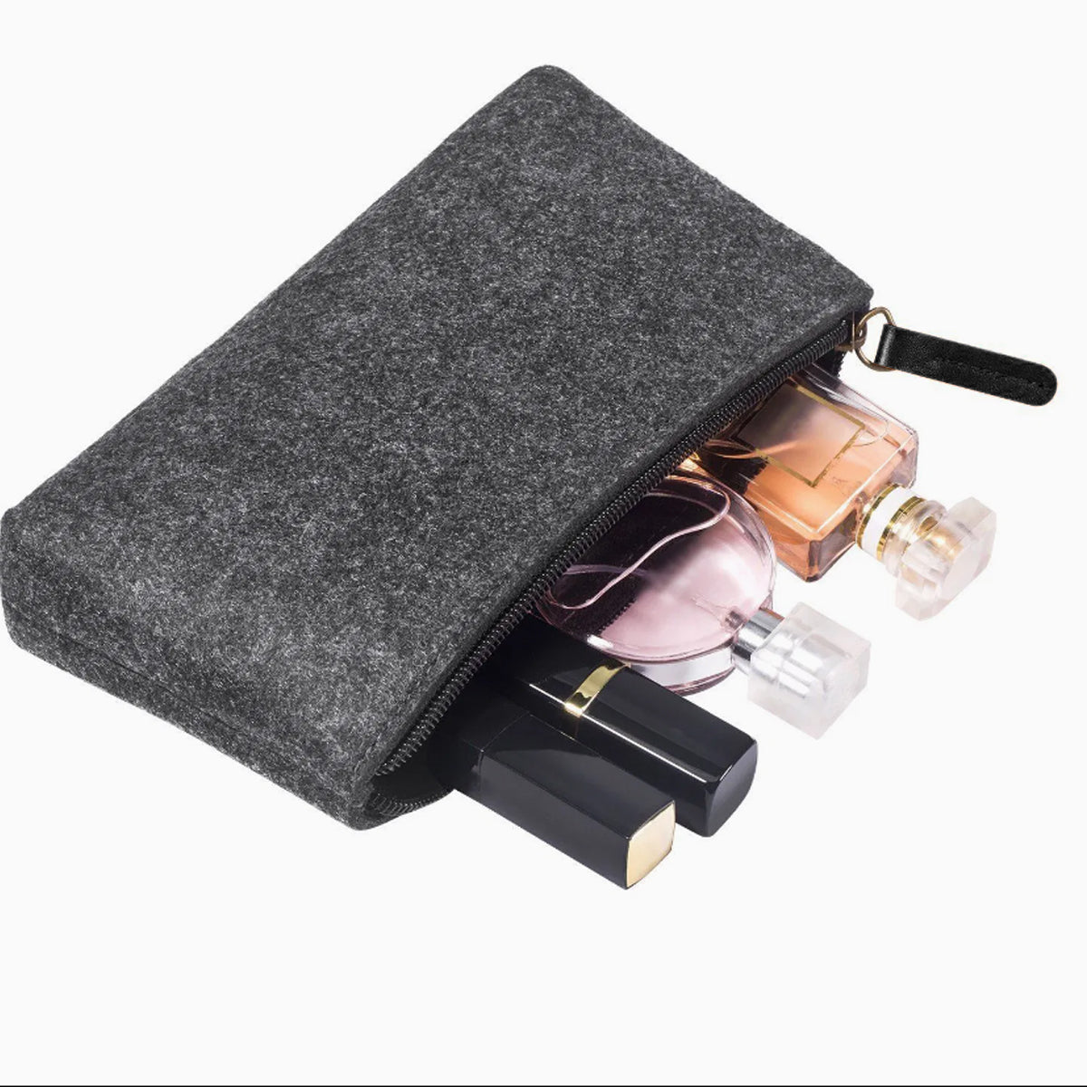 10 Pcs Felt Pencil Case Set Large Capacity Grey Zipper