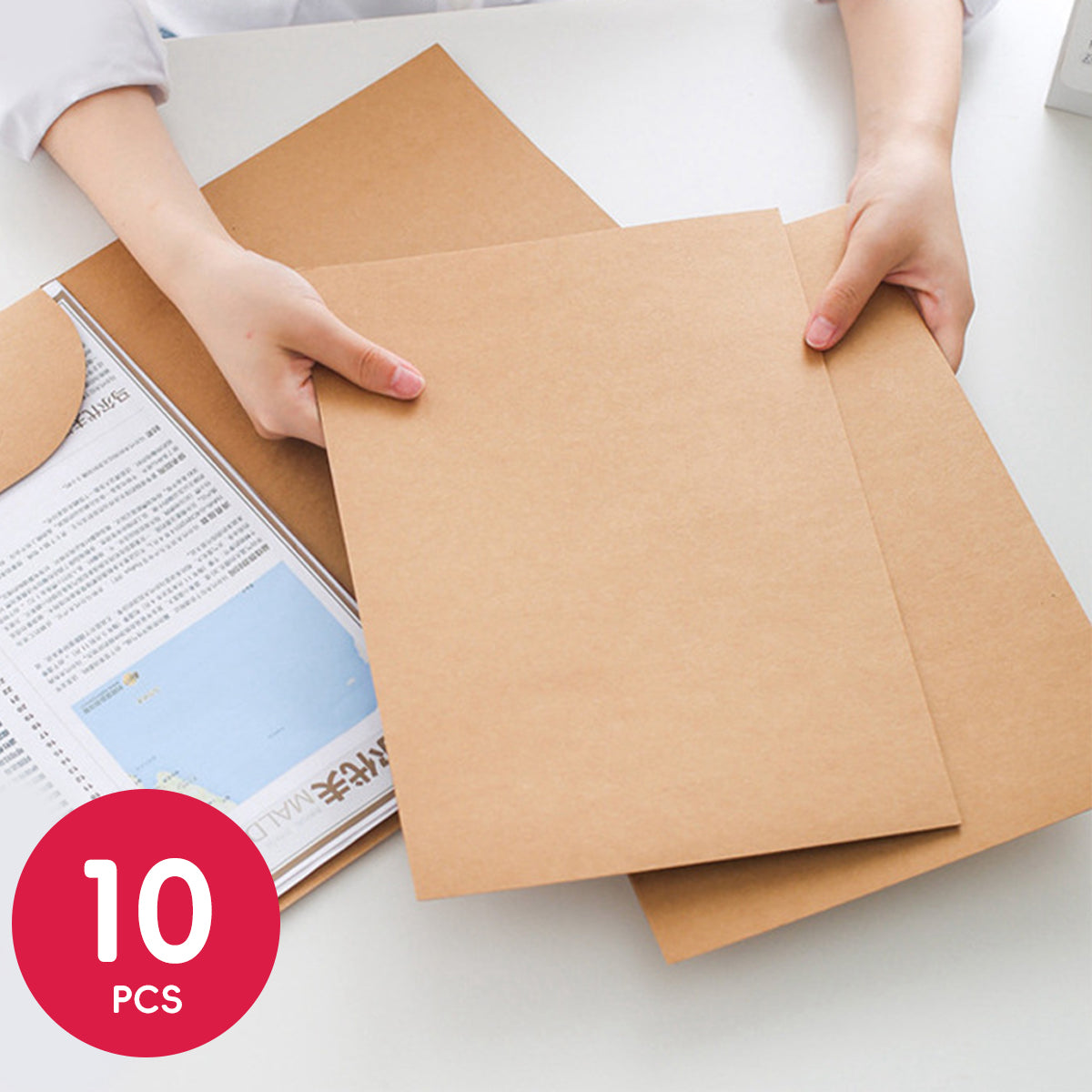 10pcs Kraft Paper File Folders for A4 Documents