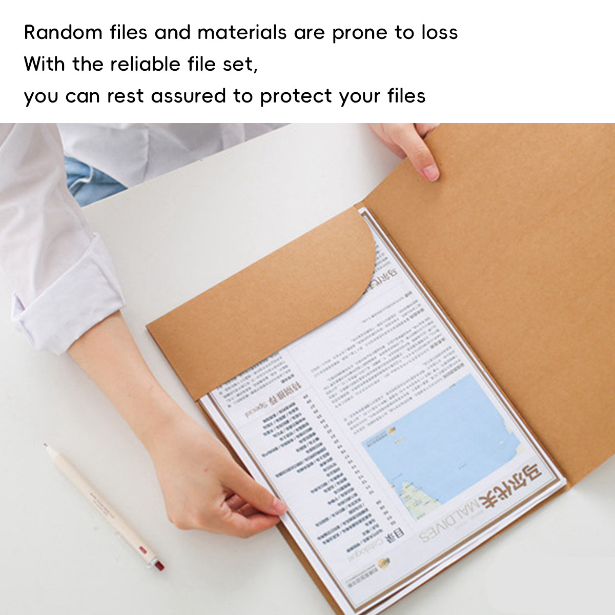 10pcs Kraft Paper File Folders for A4 Documents