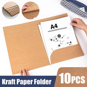 10pcs Kraft Paper File Folders for A4 Documents
