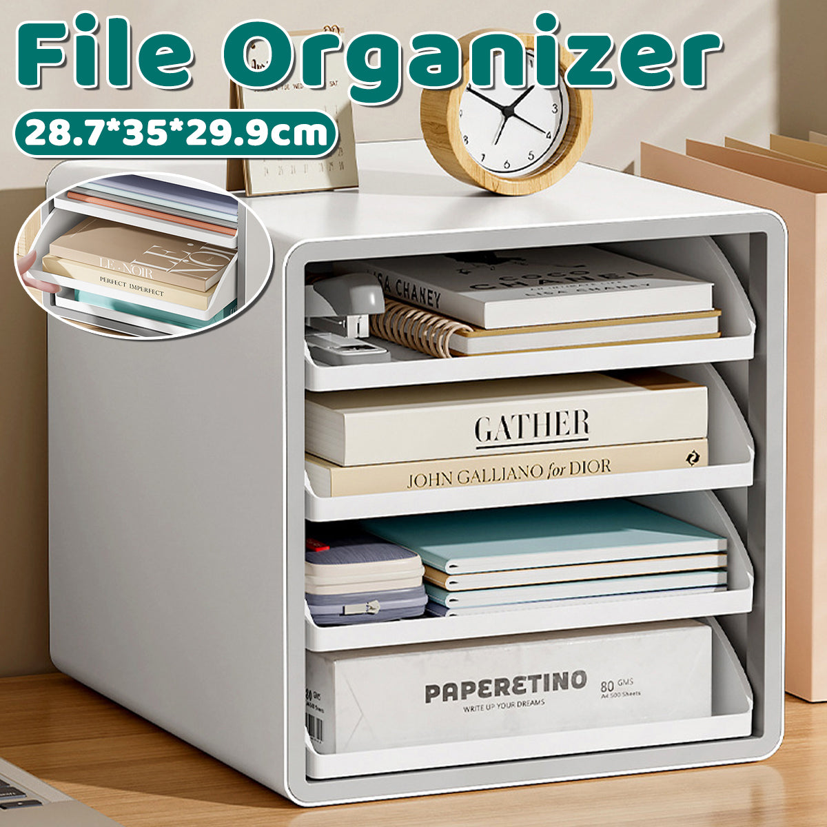 4-Tier A4 Drawer File Cabinet for Office Documents