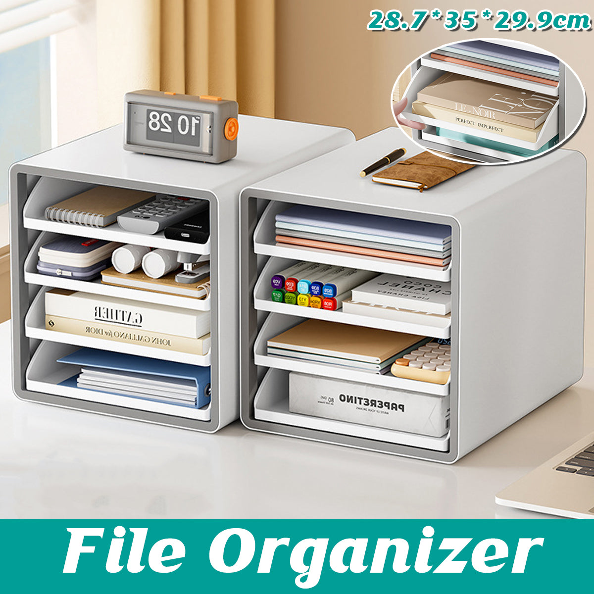 4-Tier A4 Drawer File Cabinet for Office Documents