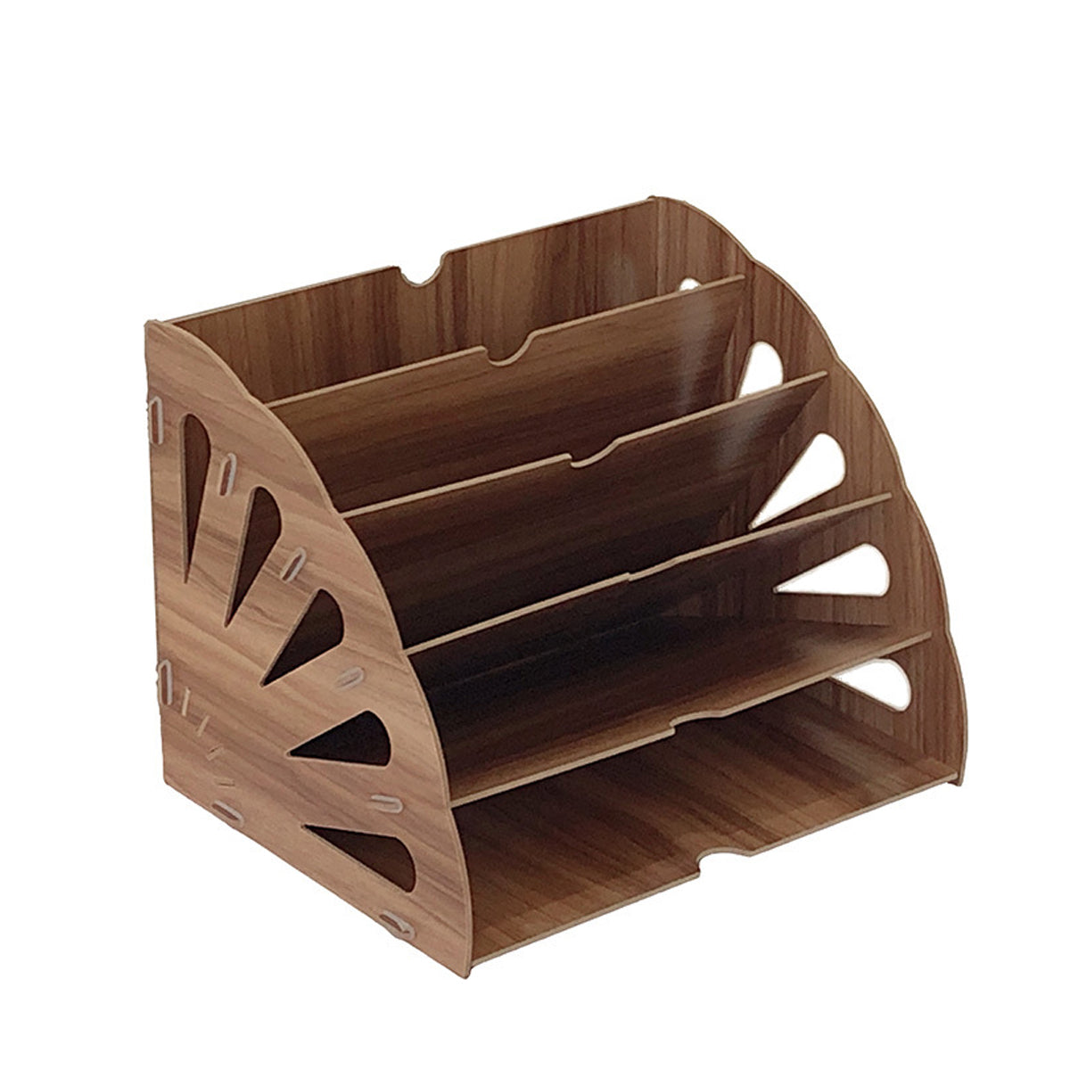 Multi Tier Fan Shaped Wood Desktop Storage Box