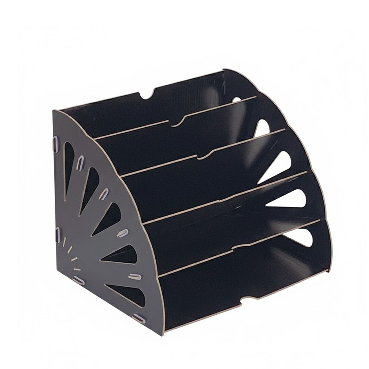 Multi Tier Fan Shaped Wood Desktop Storage Box
