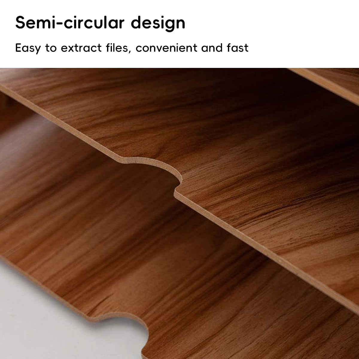 Multi Tier Fan Shaped Wood Desktop Storage Box