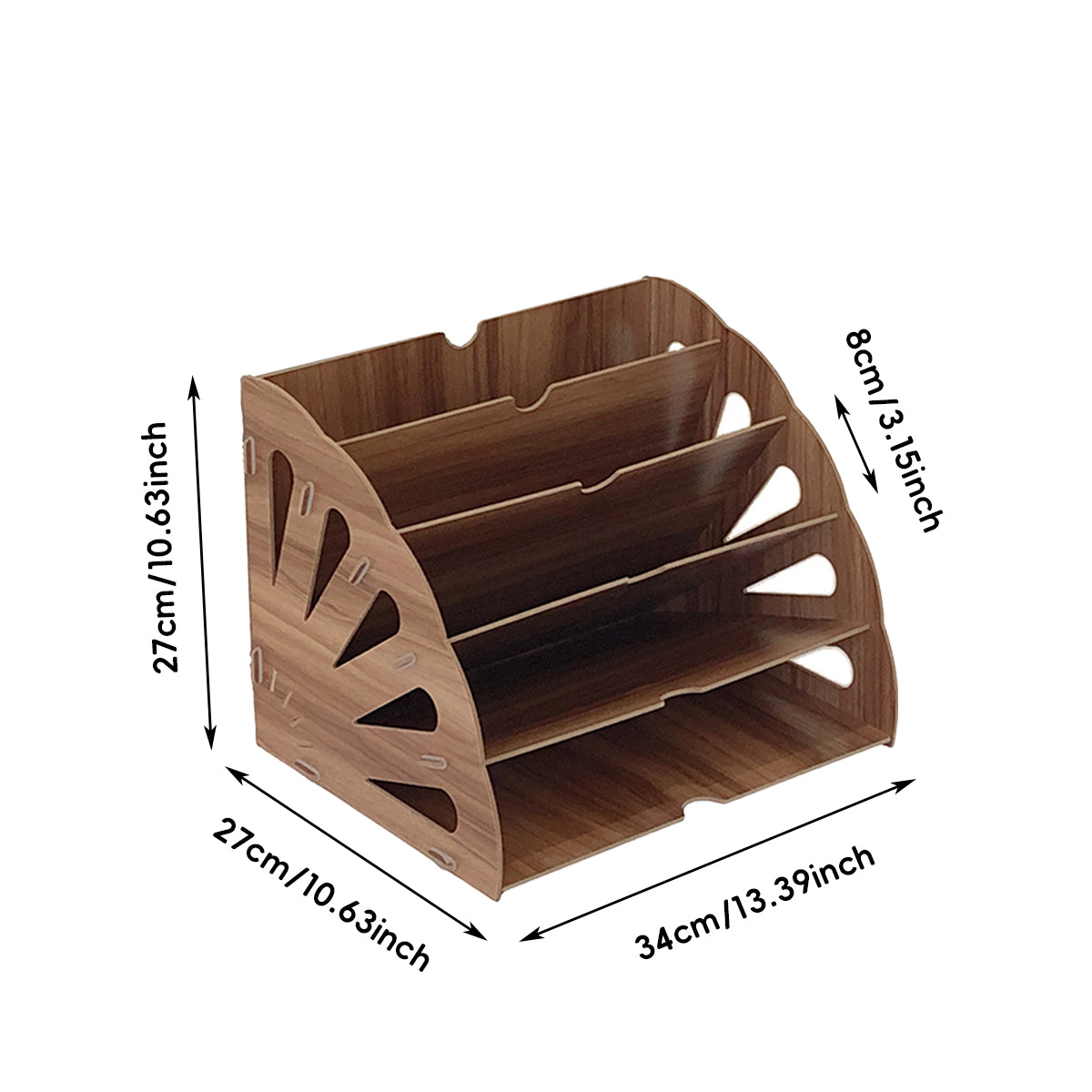 Multi Tier Fan Shaped Wood Desktop Storage Box