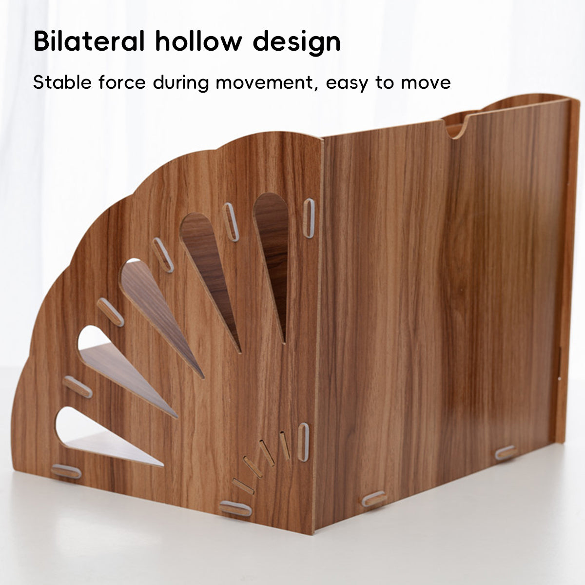 Multi Tier Fan Shaped Wood Desktop Storage Box