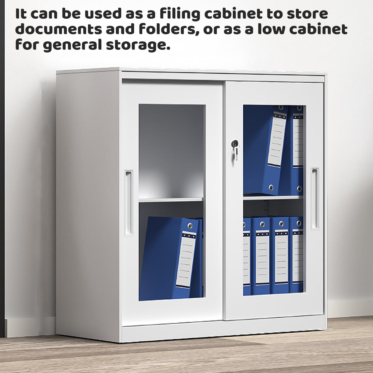 Lockable File Storage Cabinet with Clear Window