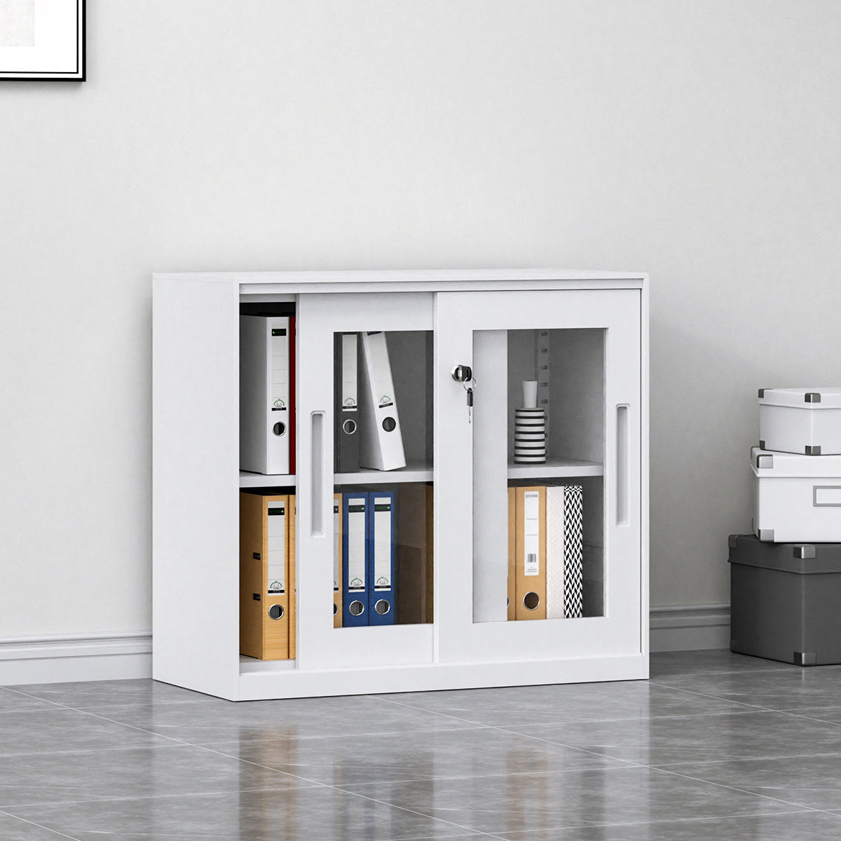 Lockable File Storage Cabinet with Clear Window