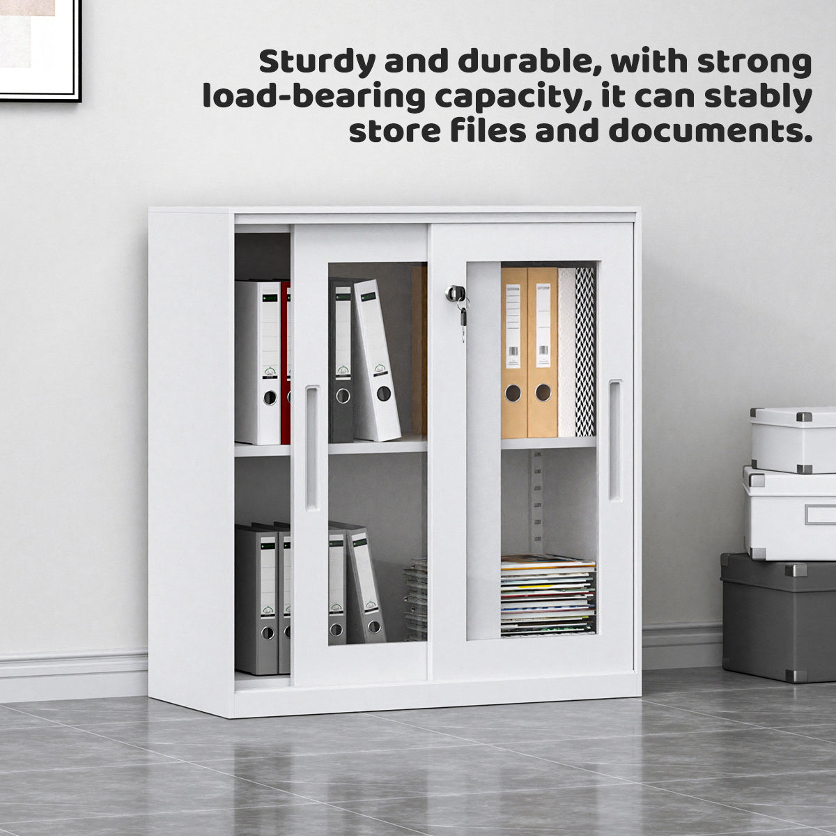 Lockable File Storage Cabinet with Clear Window