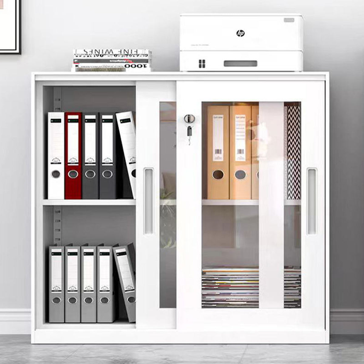Lockable File Storage Cabinet with Clear Window