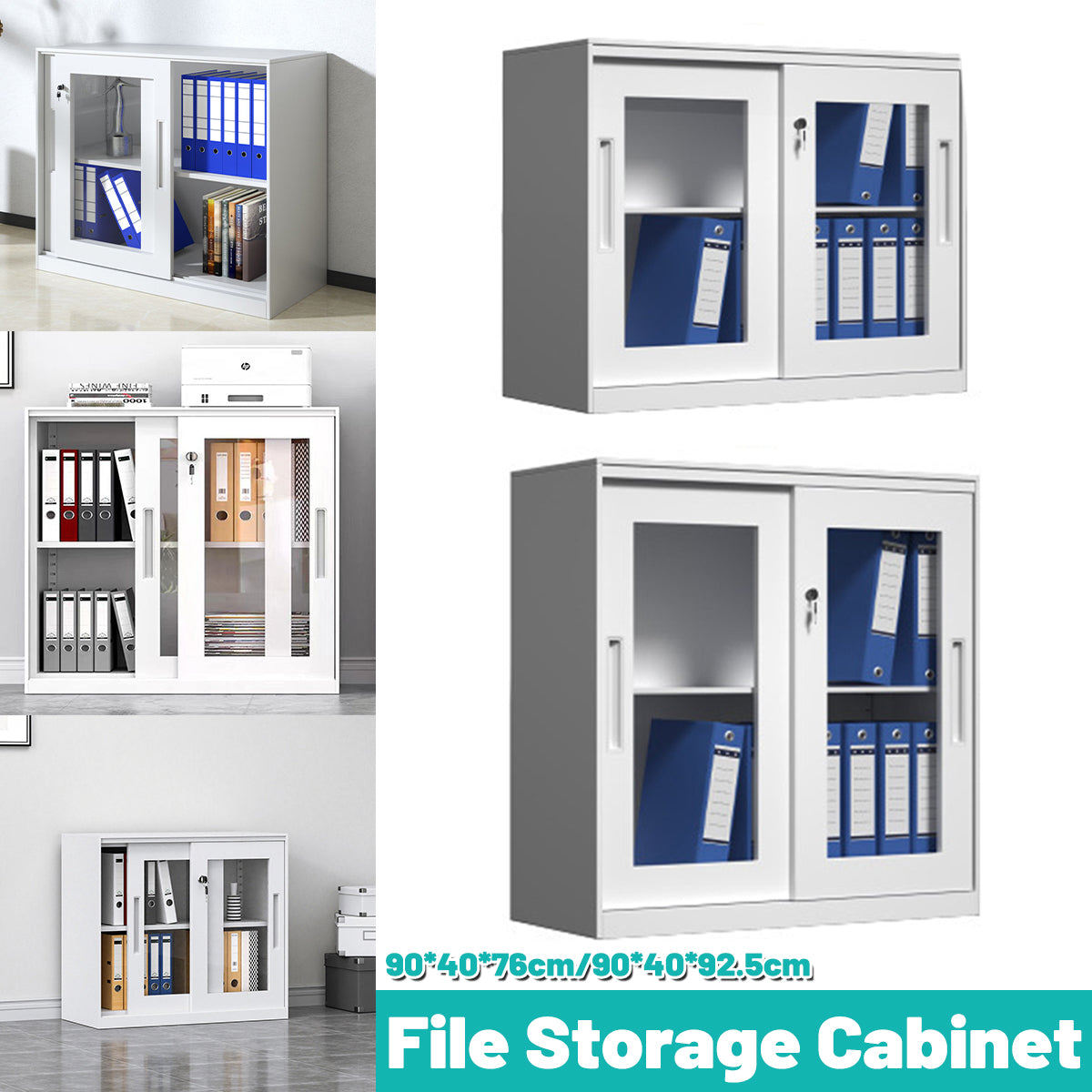 Lockable File Storage Cabinet with Clear Window