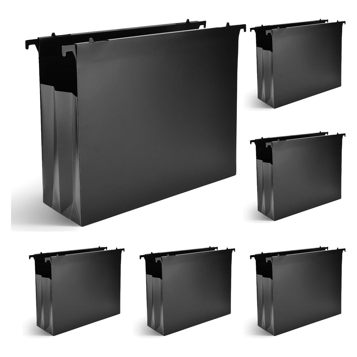 6 Pcs Waterproof Hanging File Folders Expandable Gusset Black