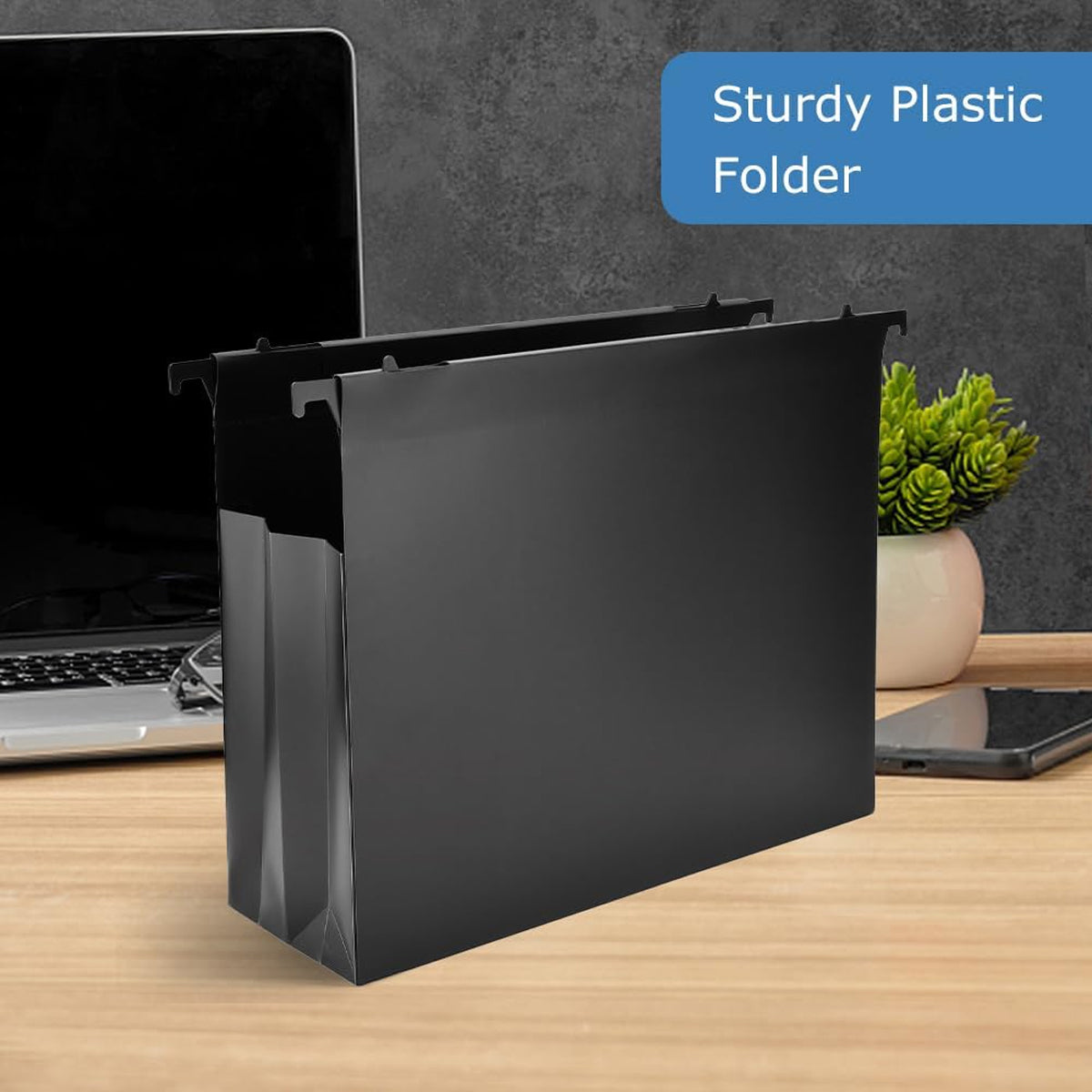 6 Pcs Waterproof Hanging File Folders Expandable Gusset Black