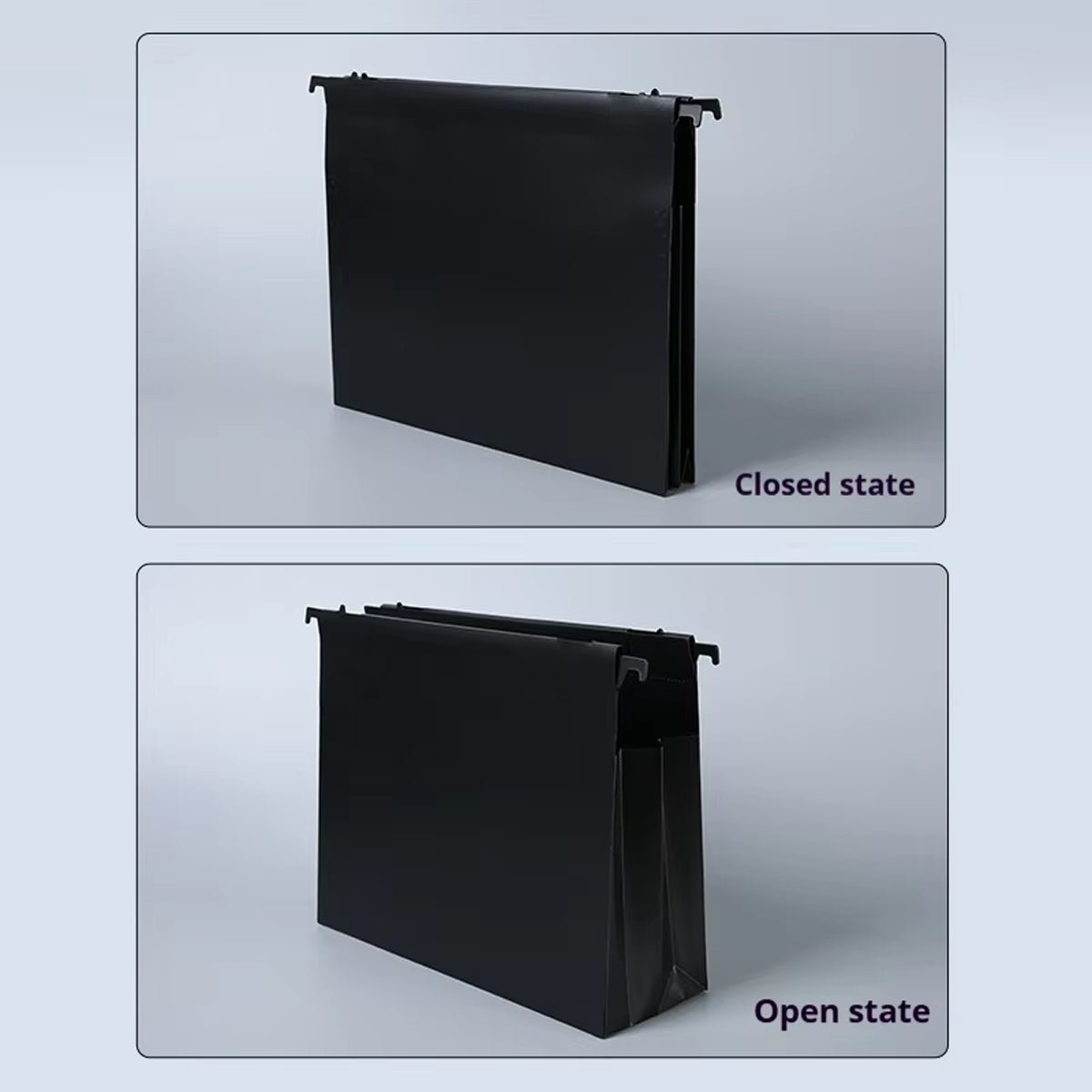 6 Pcs Waterproof Hanging File Folders Expandable Gusset Black