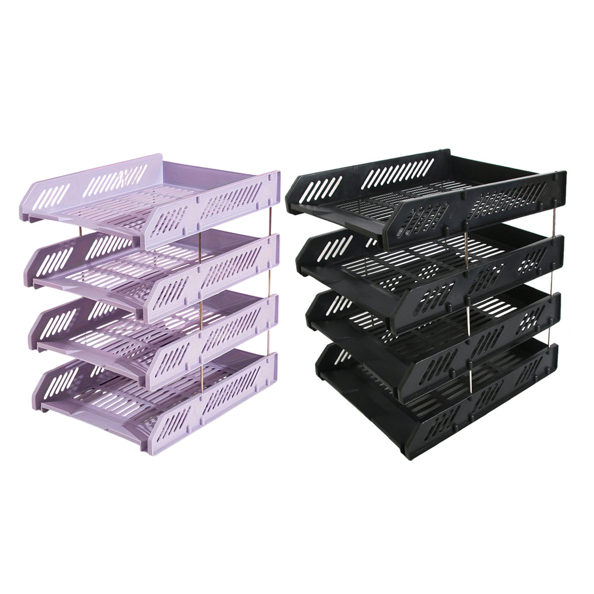 4-Tier Desktop Storage Rack with Ventilated Plastic Trays