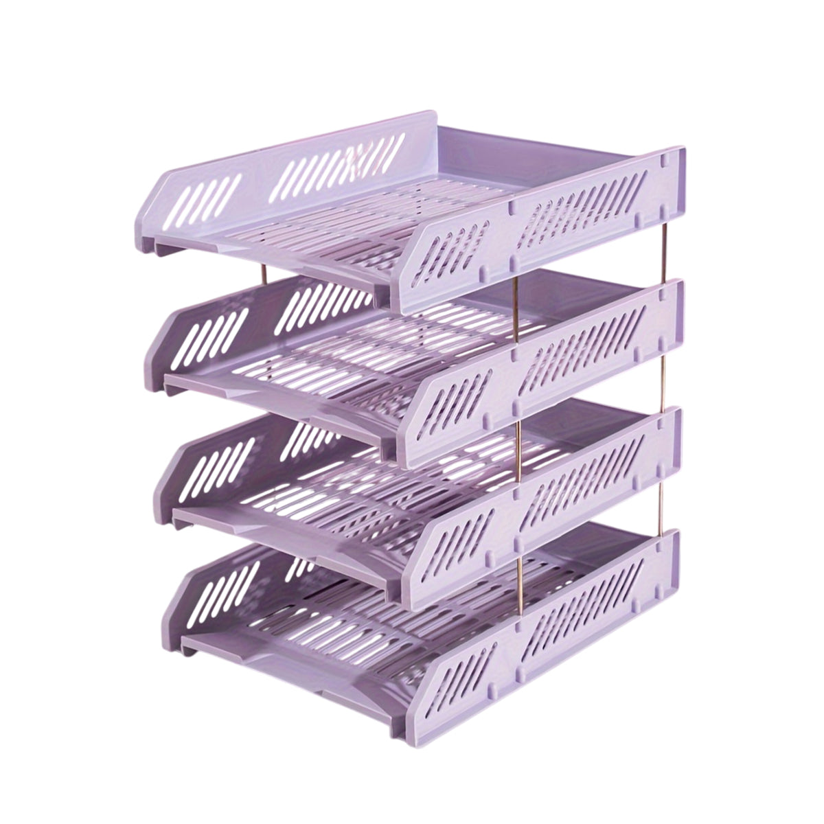 4-Tier Desktop Storage Rack with Ventilated Plastic Trays