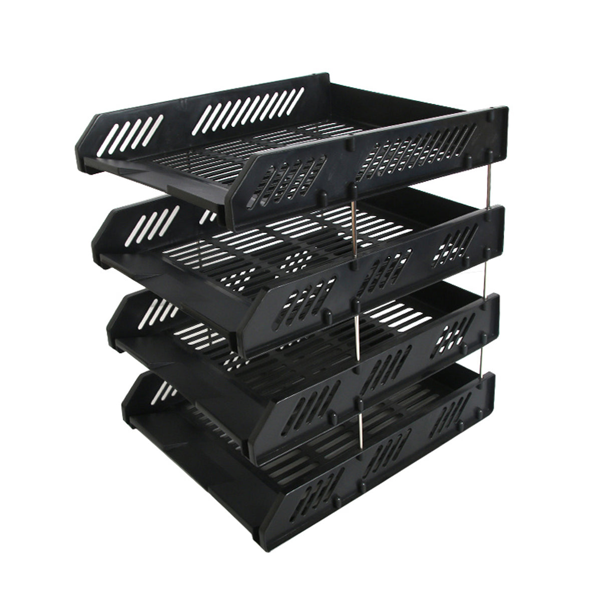 4-Tier Desktop Storage Rack with Ventilated Plastic Trays