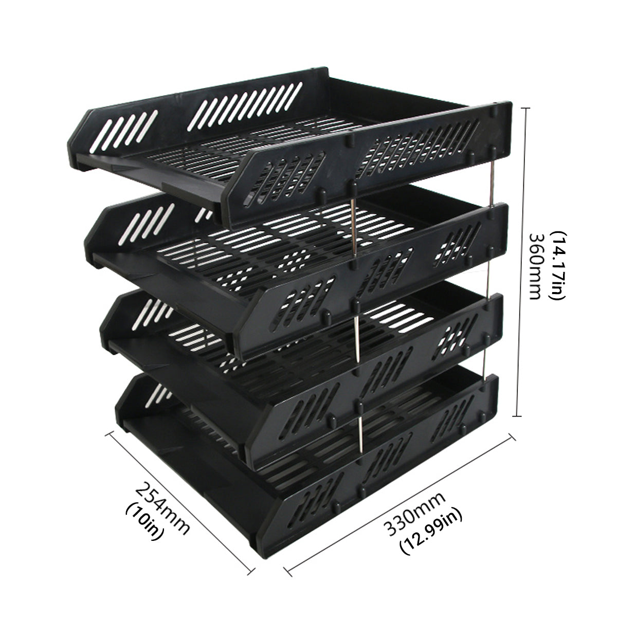 4-Tier Desktop Storage Rack with Ventilated Plastic Trays