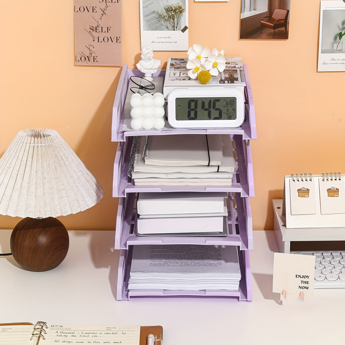 4-Tier Desktop Storage Rack with Ventilated Plastic Trays