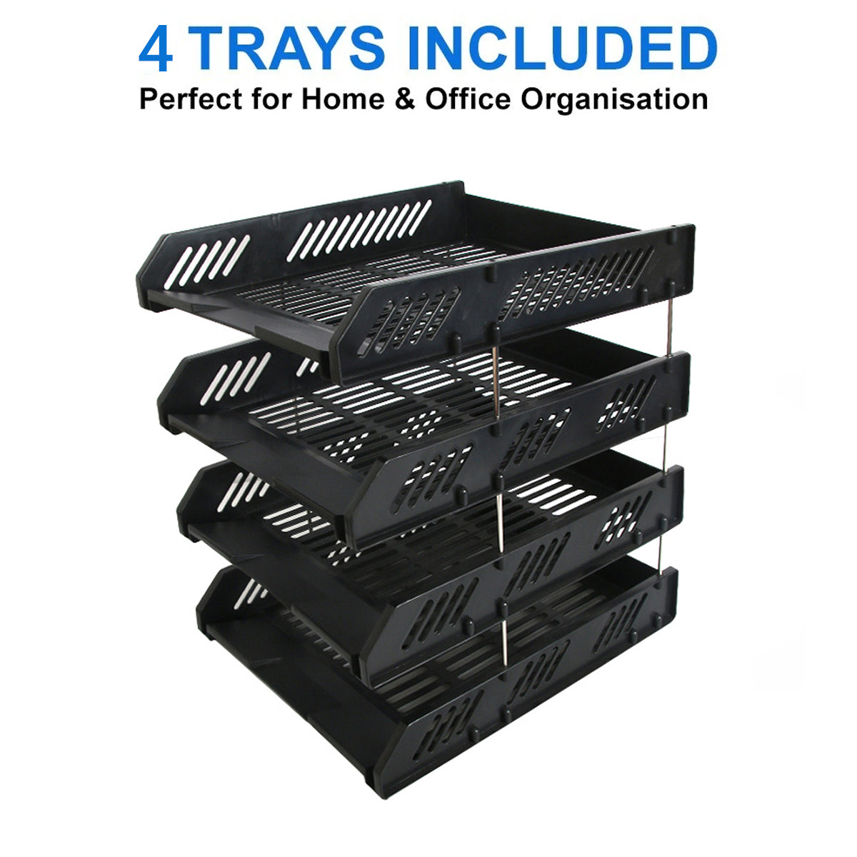4-Tier Desktop Storage Rack with Ventilated Plastic Trays
