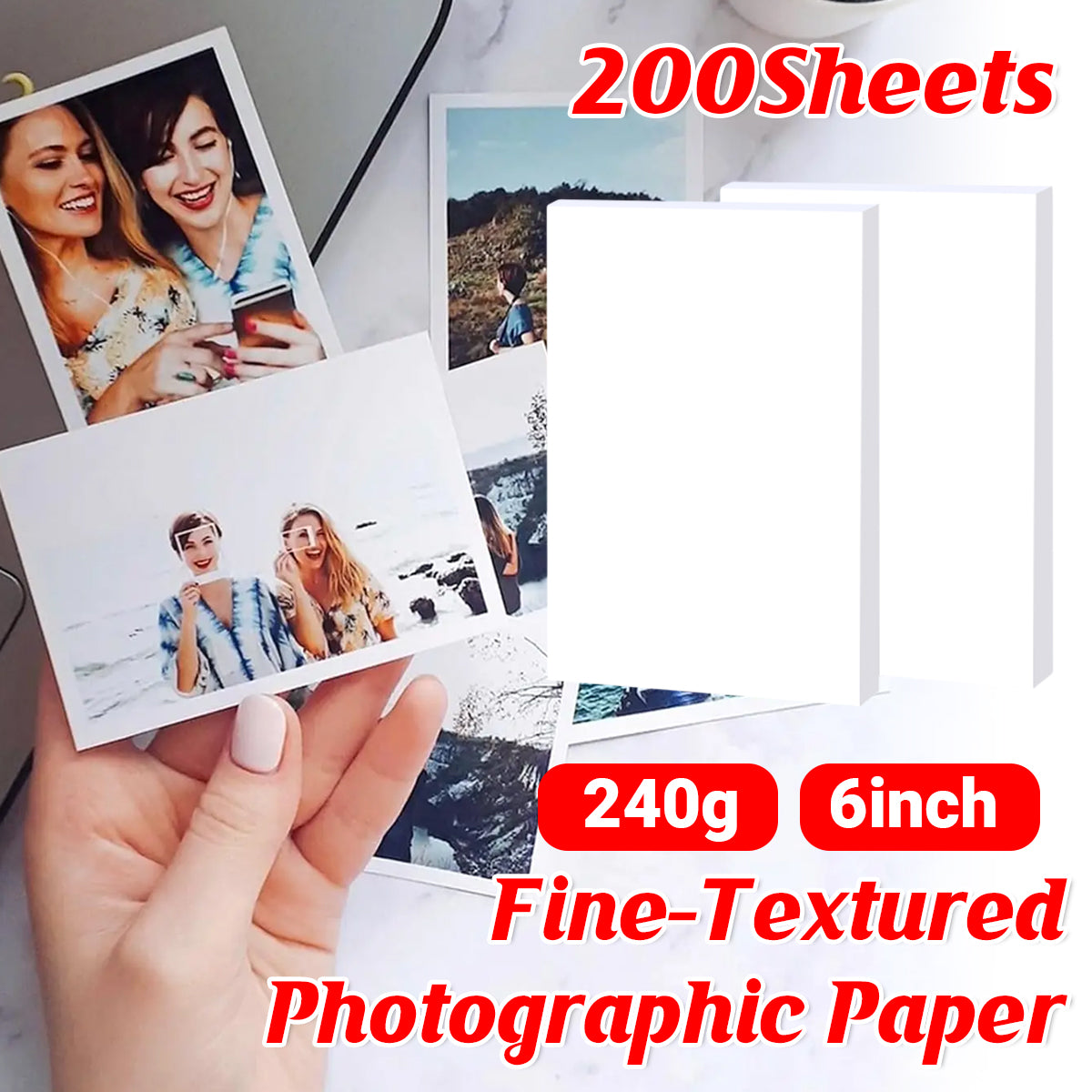 200 Sheets 6x4 Inch Photo Paper Velvet Surface 240gsm